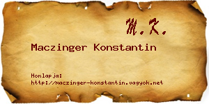 Maczinger Konstantin névjegykártya